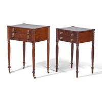 Two Federal Carved Mahogany Two-Door Sewing Stands
