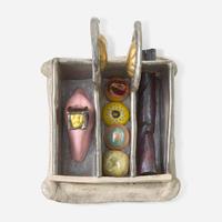Jackie Rice (American, b. 1941) Painted Ceramic Biscuit Box, USA, circa late 1960s