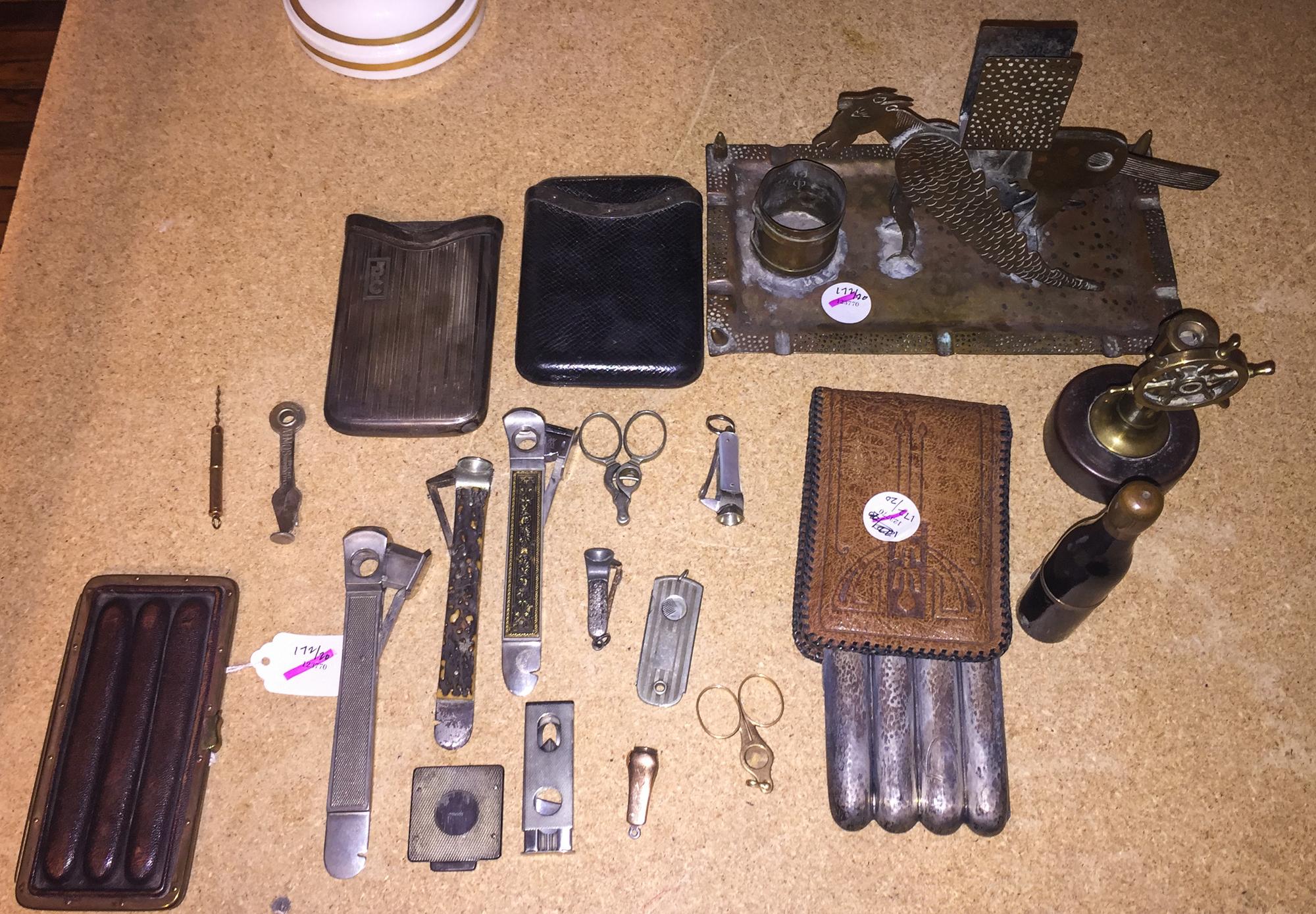 A Collection of Smoking Implements Height of tallest 6 1/2 inches.