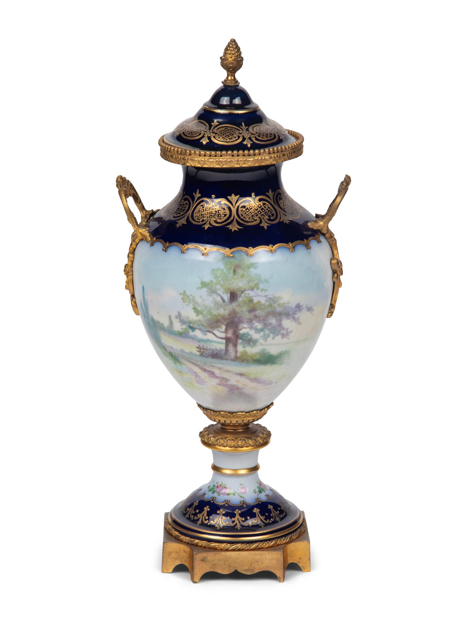 A Gilt Bronze Mounted Sèvres Style Porcelain Urn