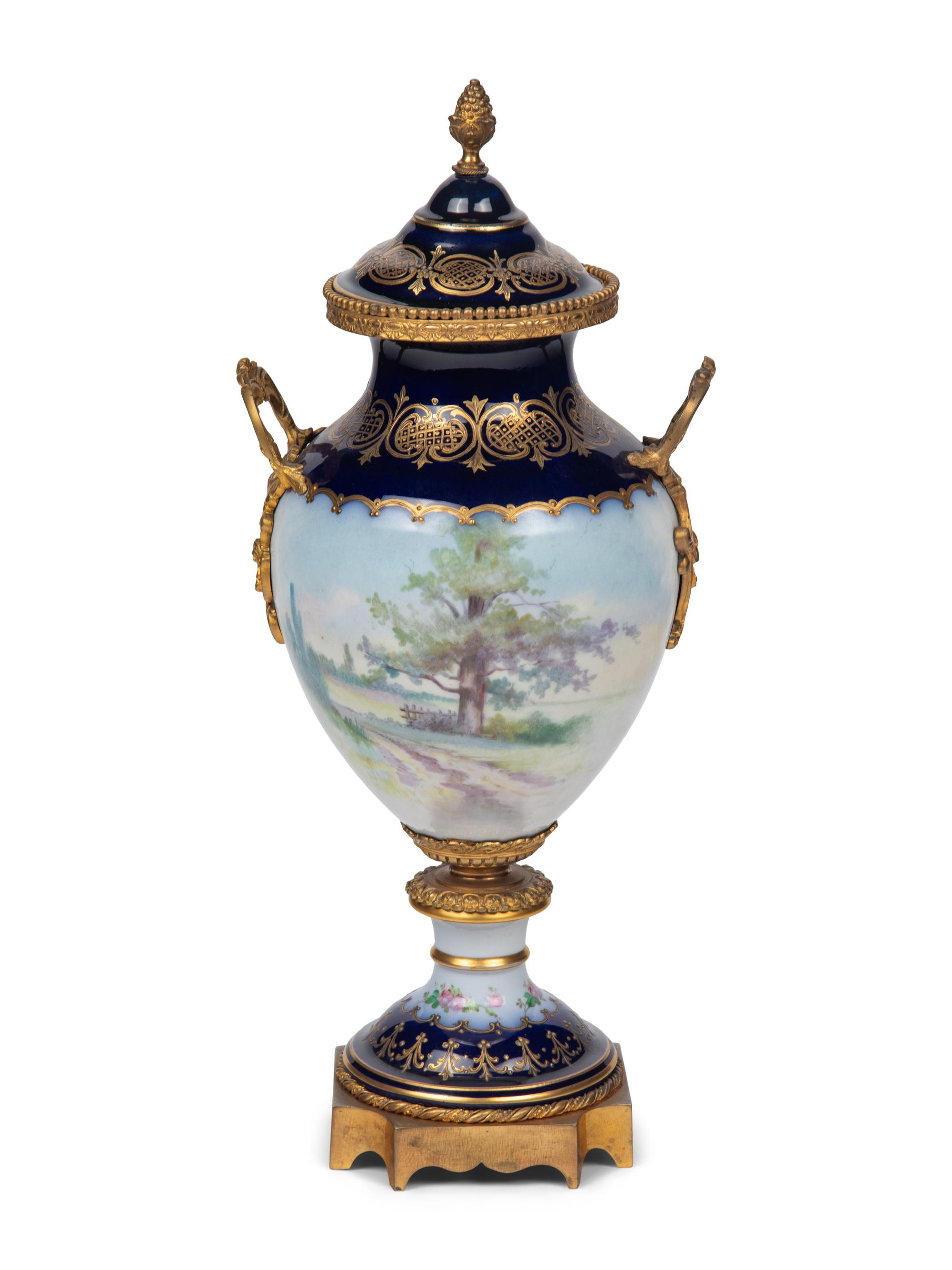 A Gilt Bronze Mounted Sèvres Style Porcelain Urn