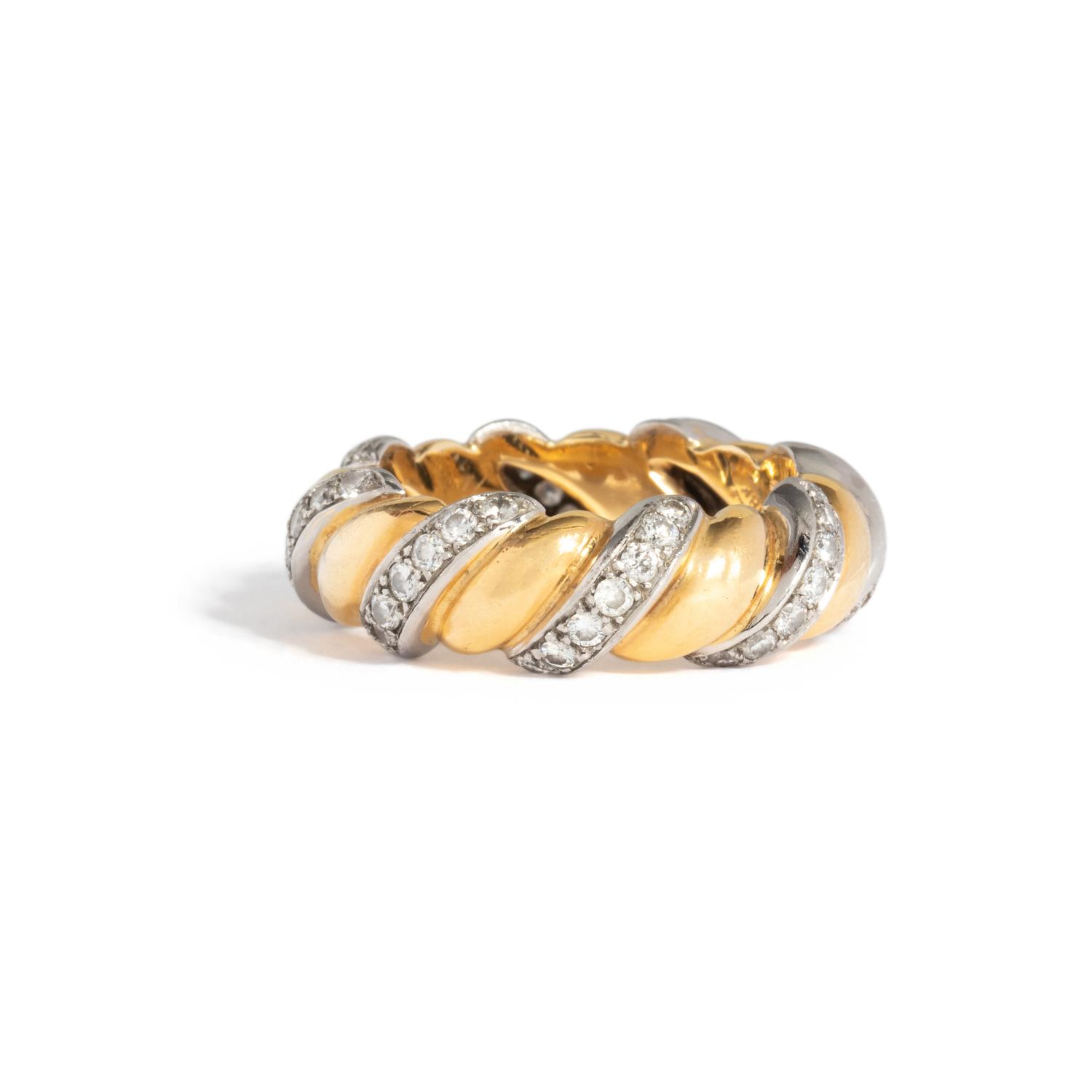VERDURA, PLATINUM, YELLOW GOLD AND DIAMOND BAND RING
