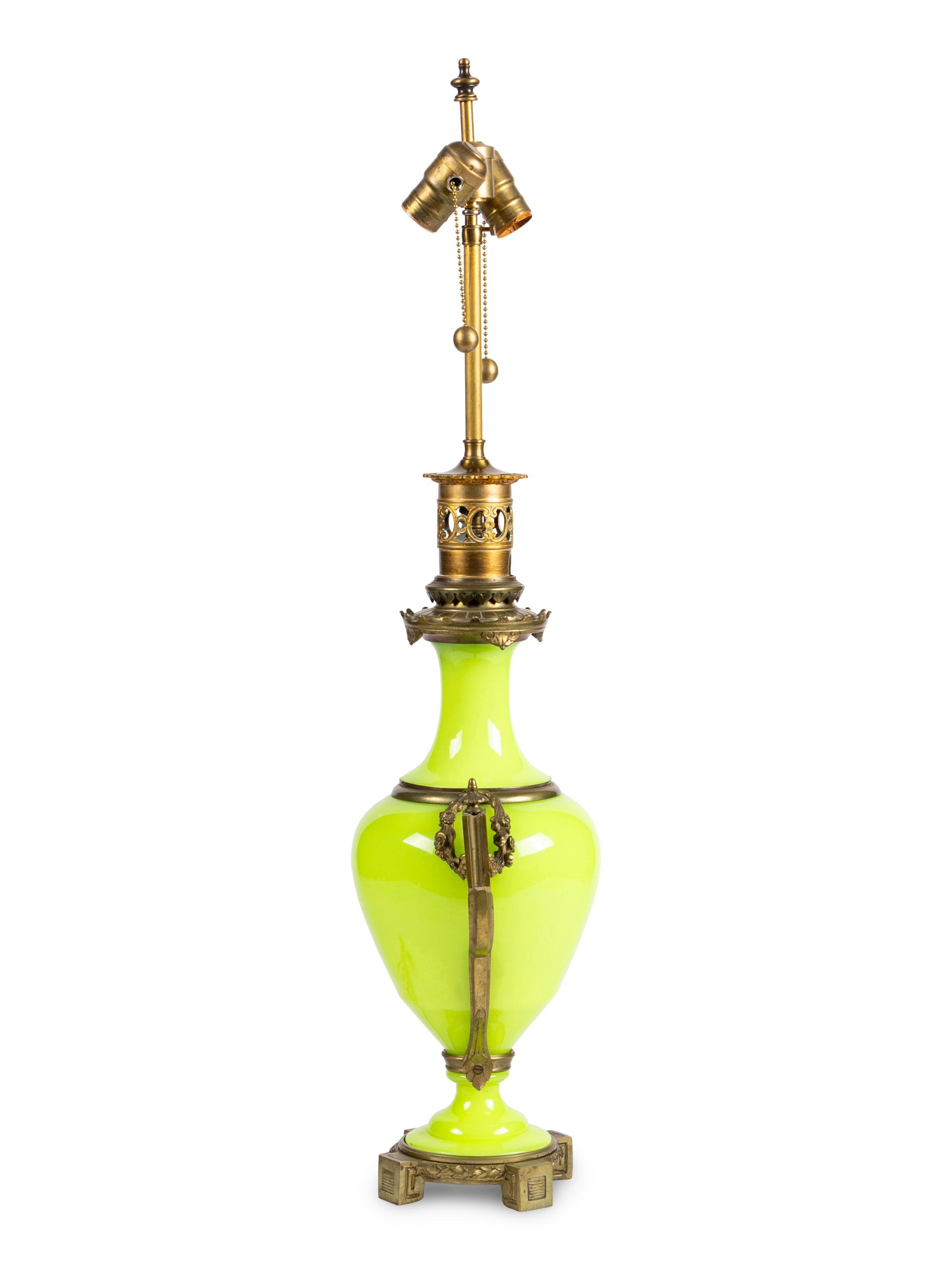 A French Opaline Glass Vase Mounted as Lamp