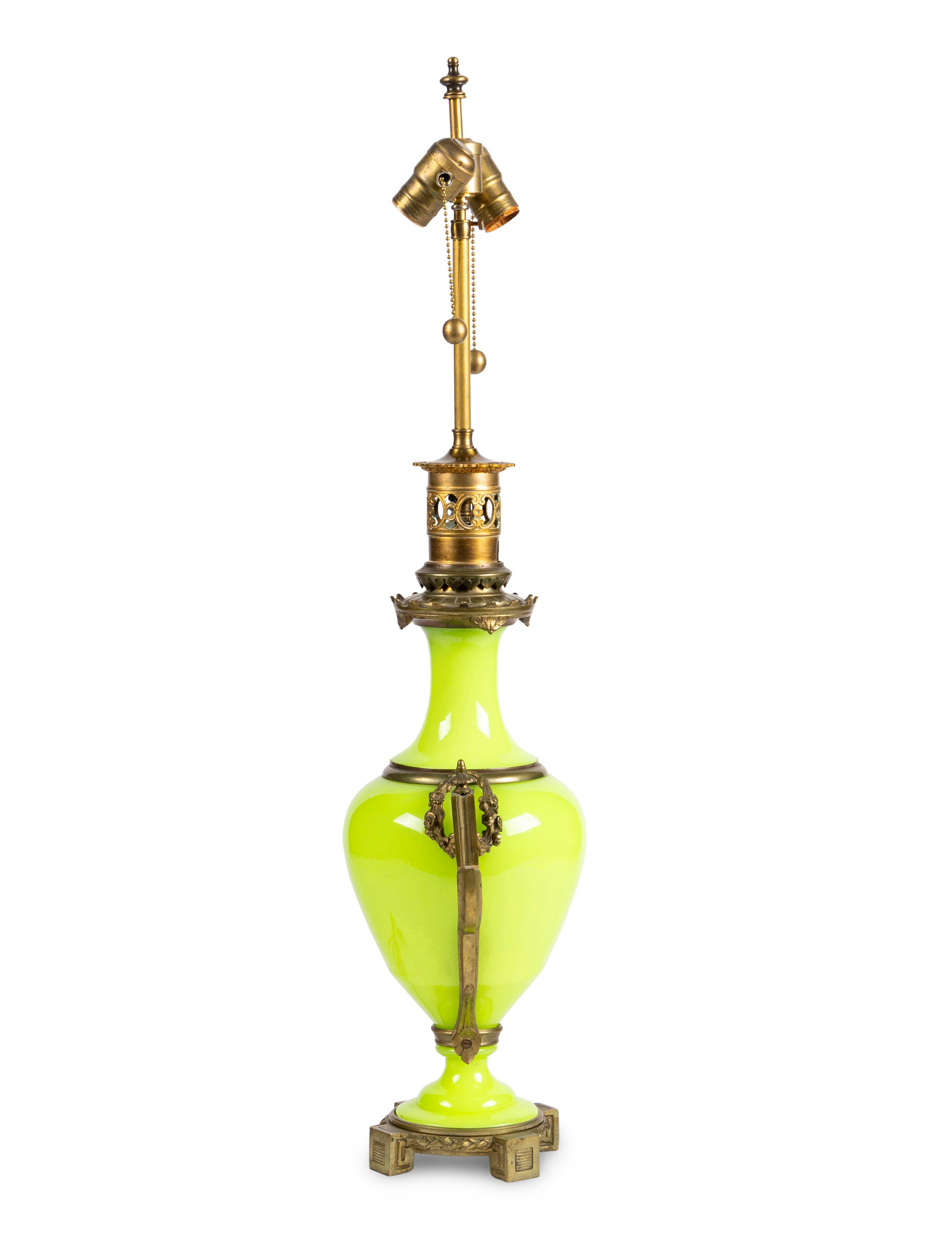 A French Opaline Glass Vase Mounted as Lamp