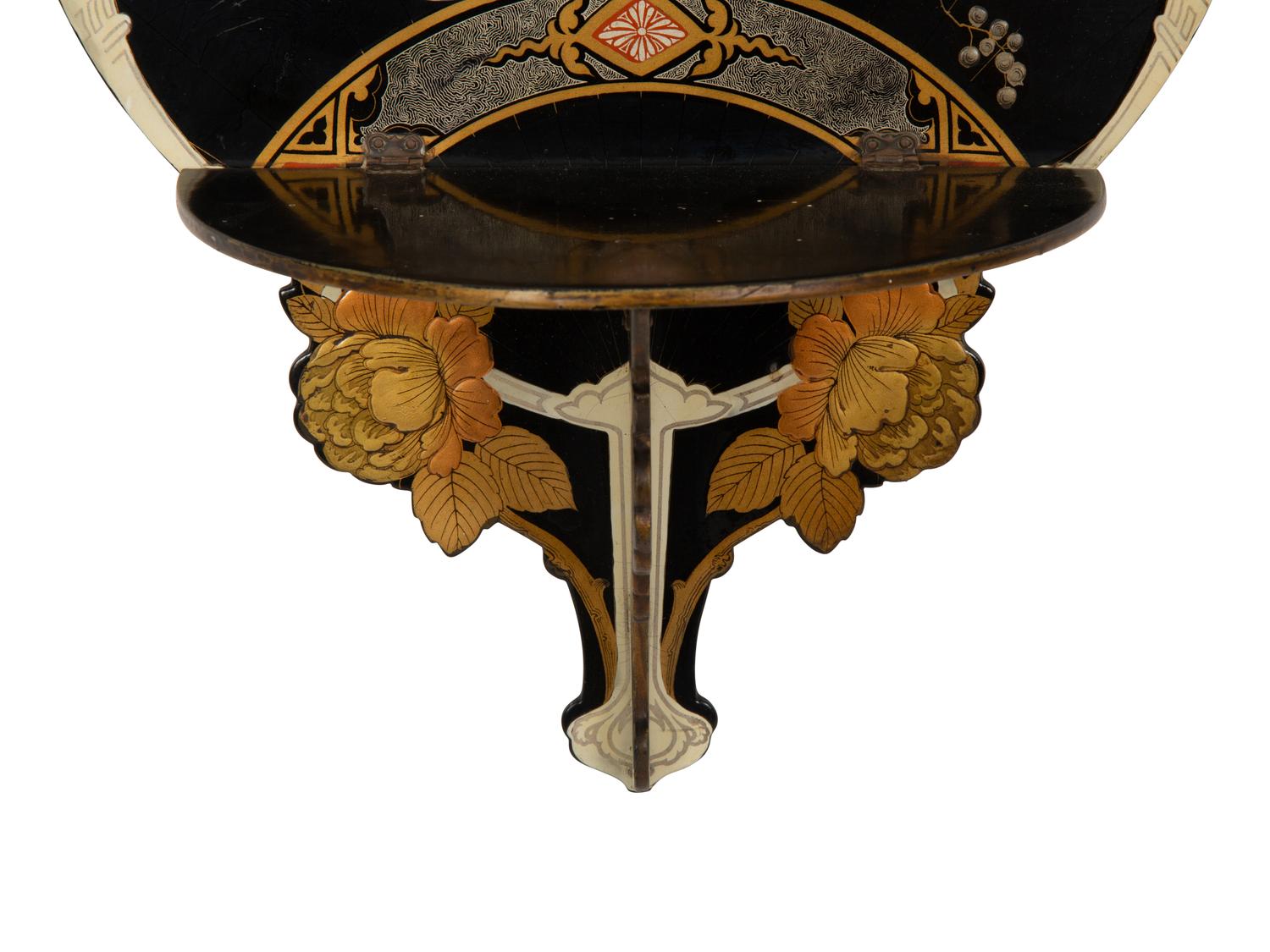 A Pair of Victorian 'Japonesque' Painted Fan-Form Wall Brackets