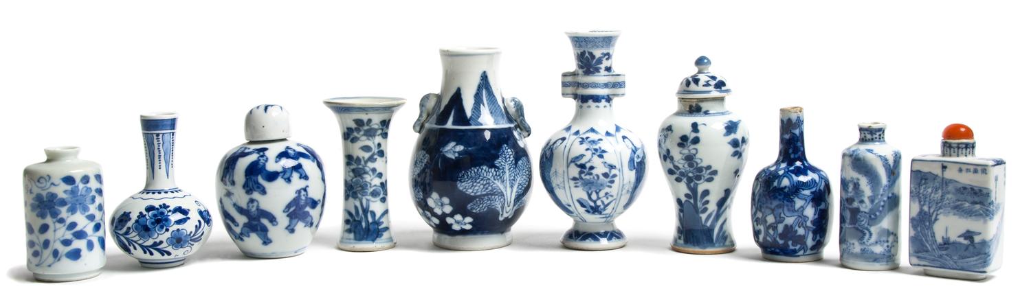 A Collection of Modern Chinese Miniature Porcelains Height of tallest 4 1/4 inches.