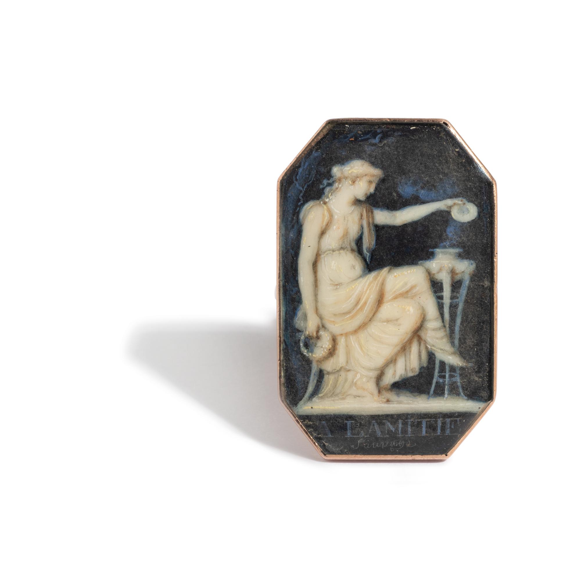 GEORGIAN, ROSE GOLD AND PORTRAIT MINIATURE RING