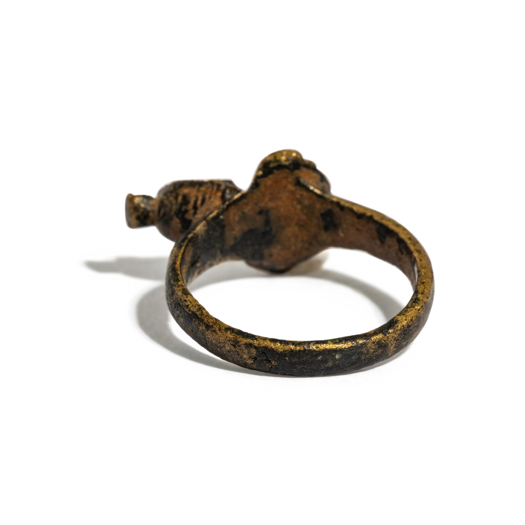 A Roman Bronze Finger Ring with the Bust of Serapis