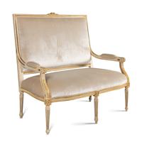 A Louis XVI Style Painted and Parcel Gilt Settee