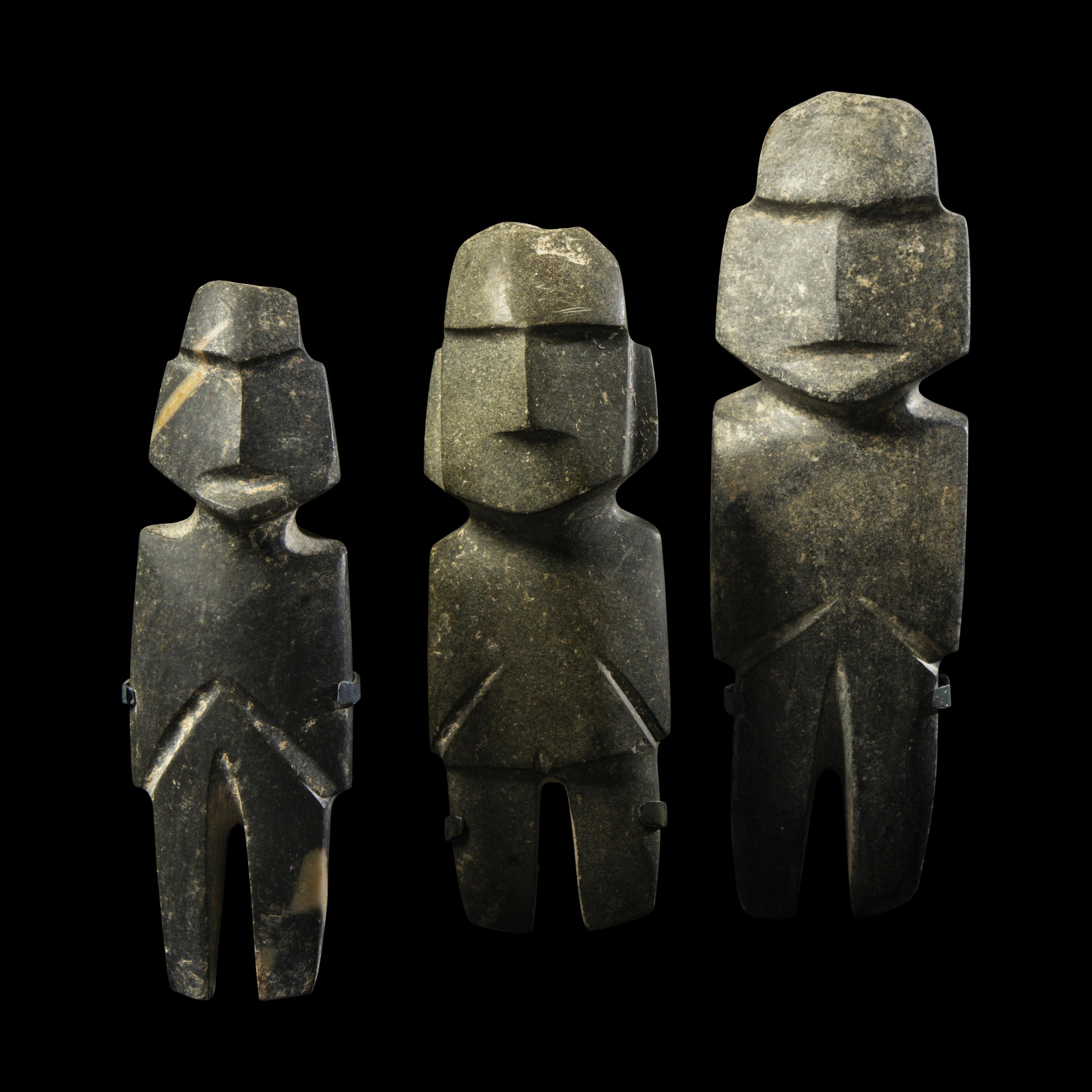 Three Mezcala Stone Standing Figures