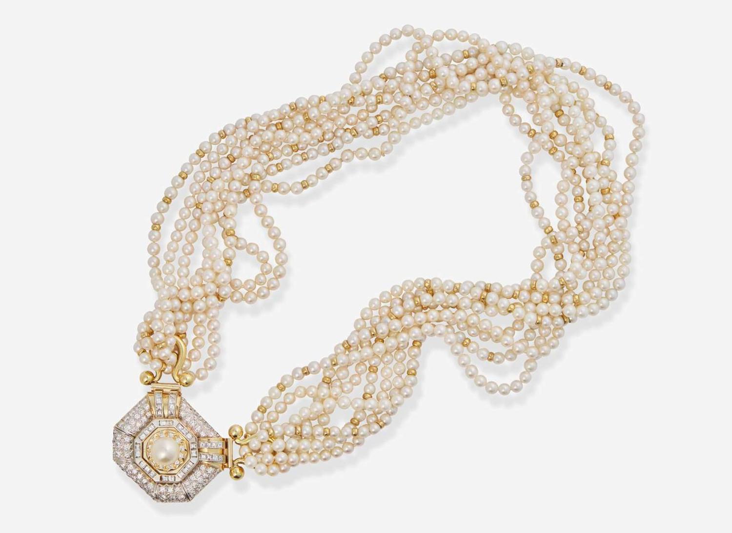 A Multi-Strand Pearl Necklace with Detachable Clasp