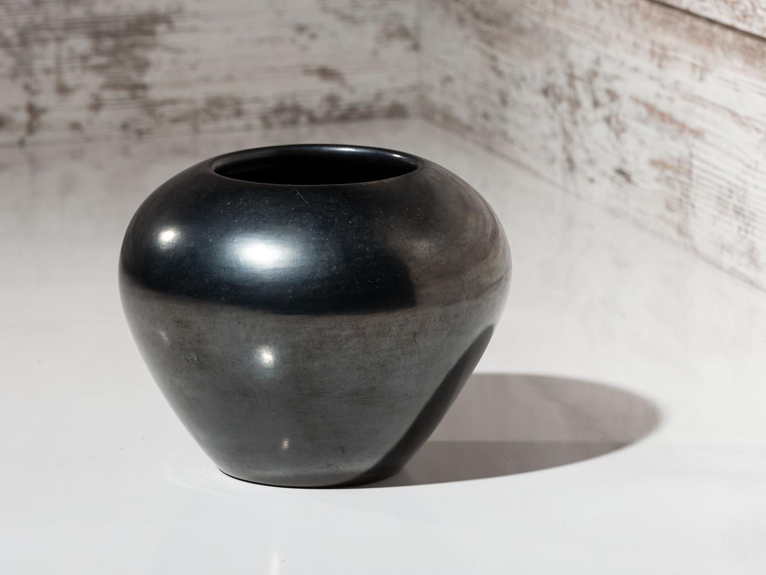 Blackware Pottery Jar, with Gunmetal Finish October 1969