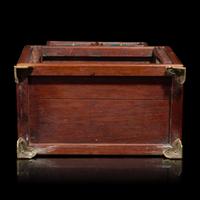 A Small Chinese Porcelain-Inlaid Hardwood Table Cabinet — 硬木嵌粉彩瓷板案頭櫃
