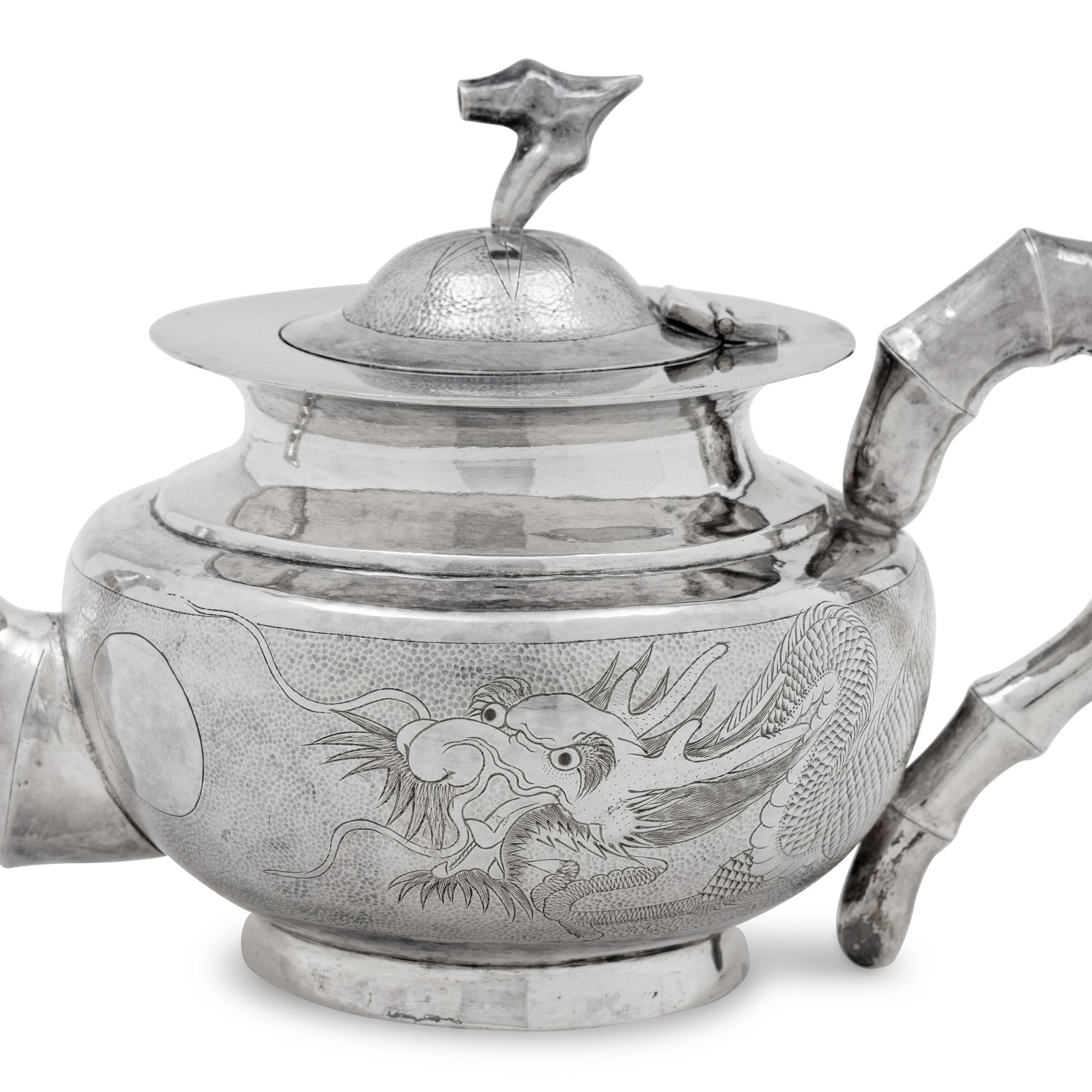 A Chinese Silver Three-Piece Tea Service