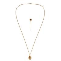 Yellow Gold and Enamel Locket Necklace and Stick Pin