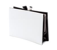 A Chanel Black and White Resin Clutch, 6 1/2 x 5 x 2 inches.