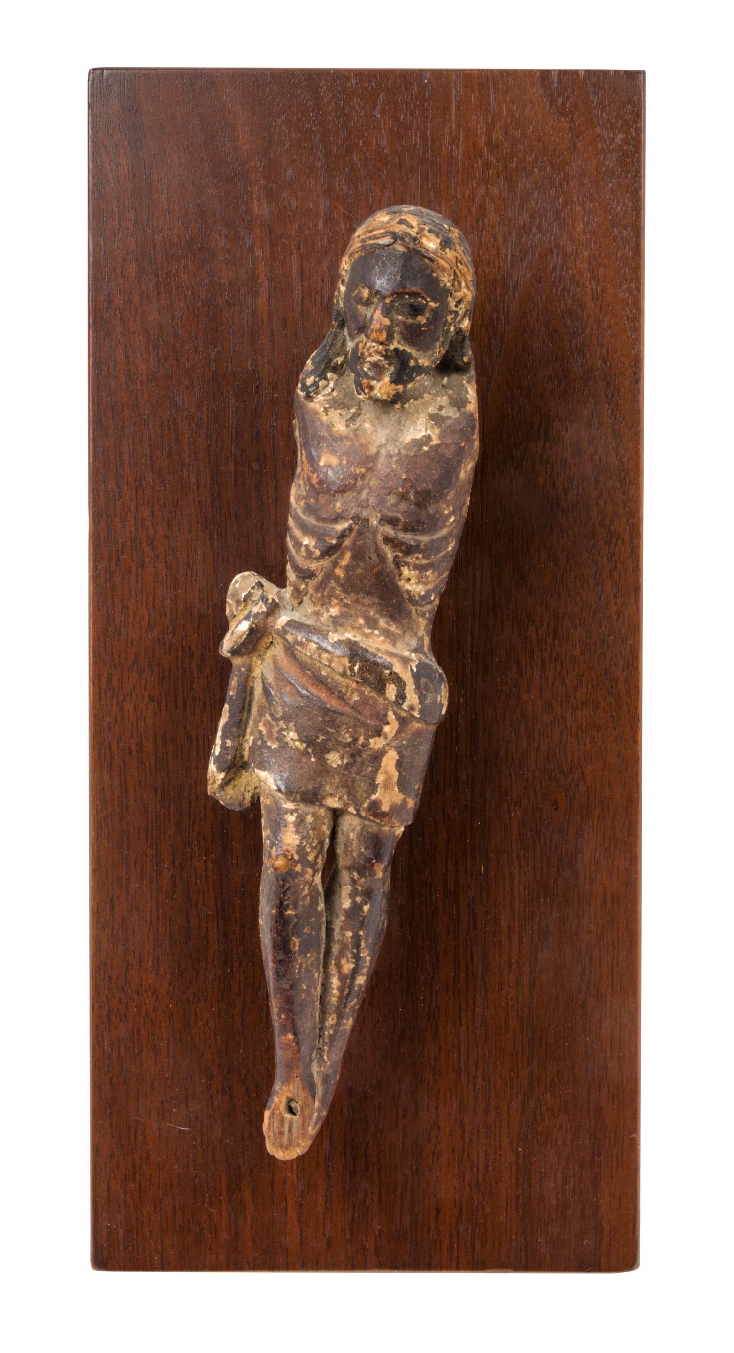 A Continental Painted Wood Figure of Christ Height 8 1/2 inches.