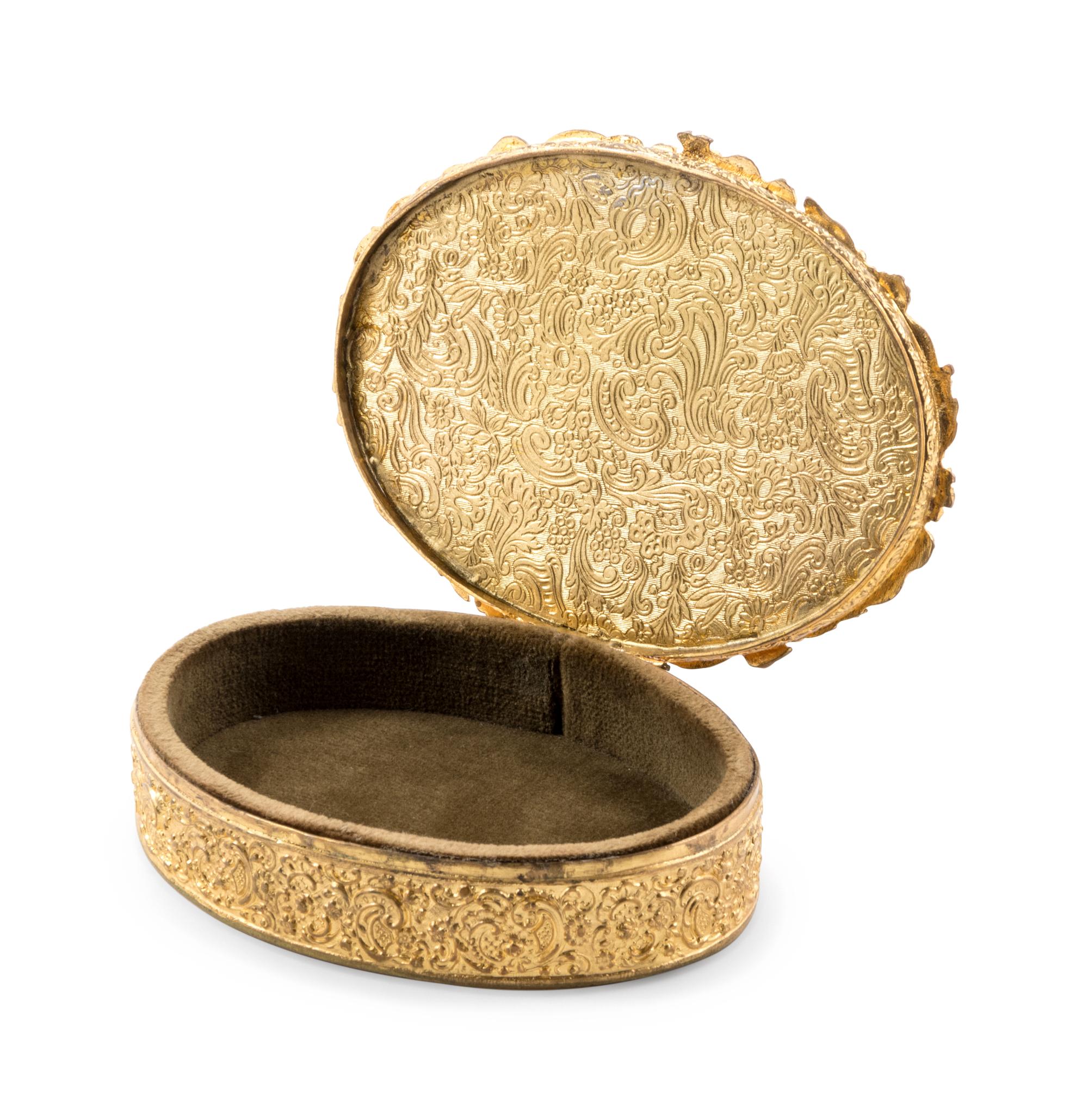 A French Gilt Metal and Shagreen Portrait-Inset Box