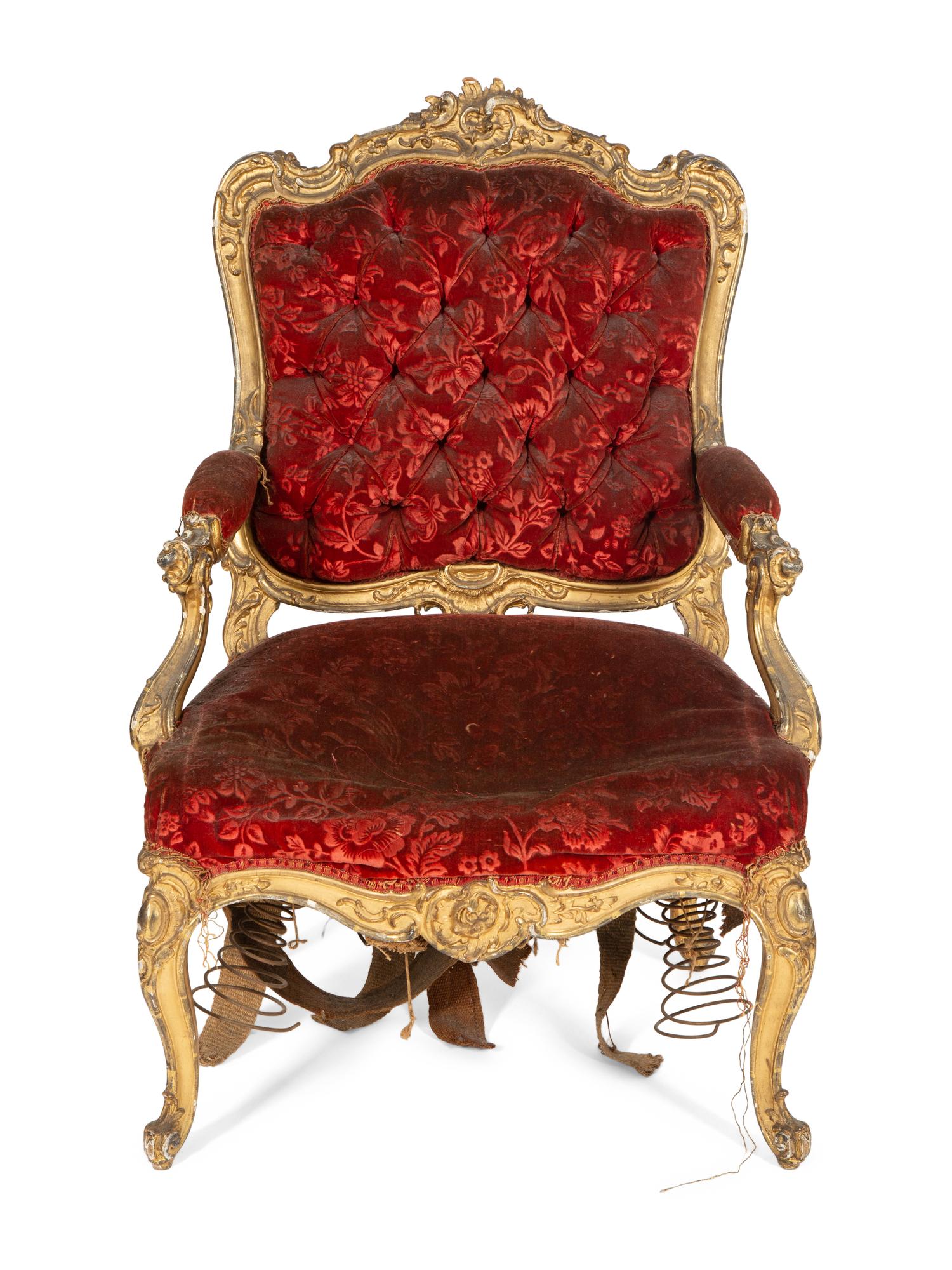 An Italian Rococo Style Giltwood Armchair