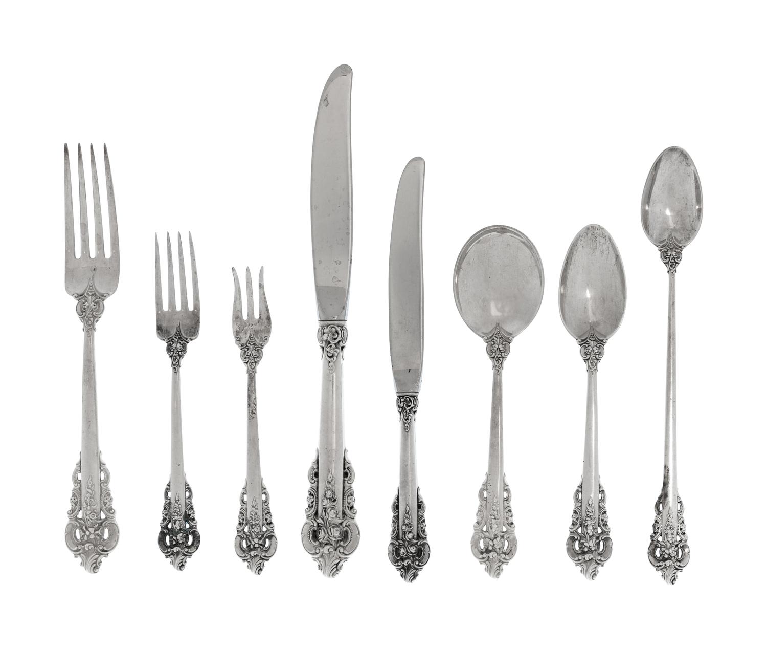 A Wallace Grand Baroque Silver Flatware Service