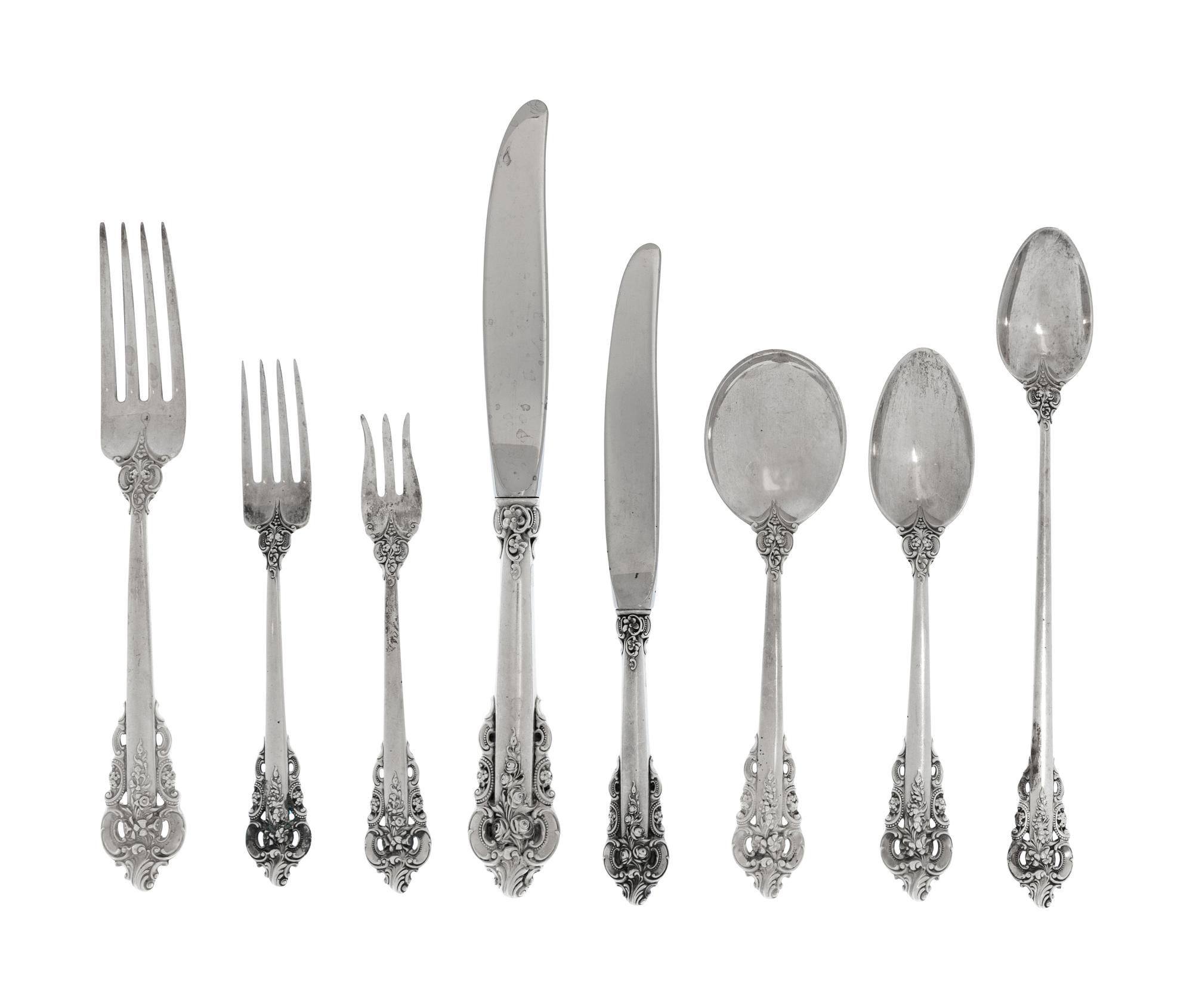 A Wallace Grand Baroque Silver Flatware Service