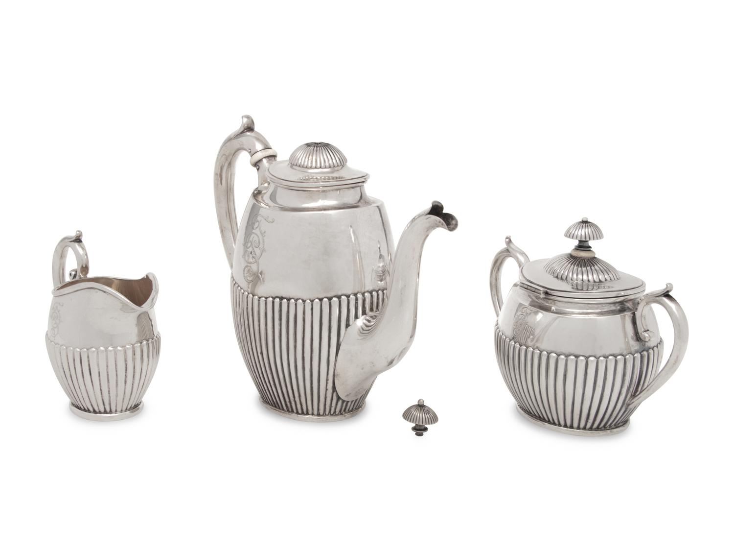 A Russian Silver Three-Piece Tea Service