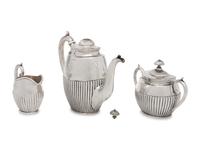A Russian Silver Three-Piece Tea Service