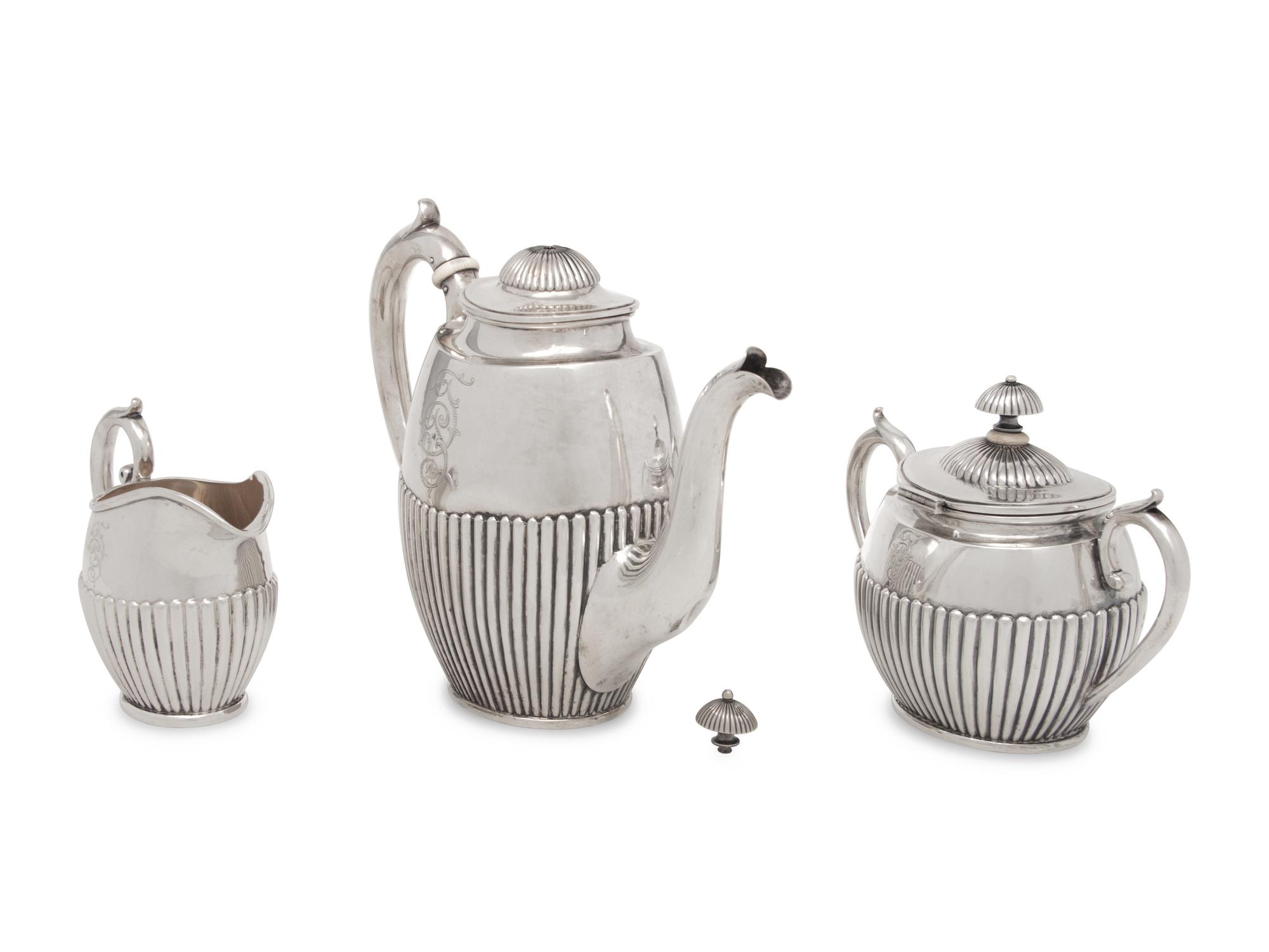 A Russian Silver Three-Piece Tea Service