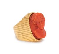 CORAL CAMEO RING