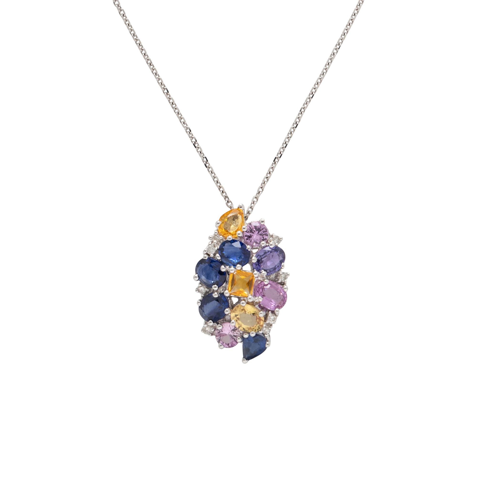 MULTICOLOR SAPPHIRE AND DIAMOND EARRINGS AND NECKLACE