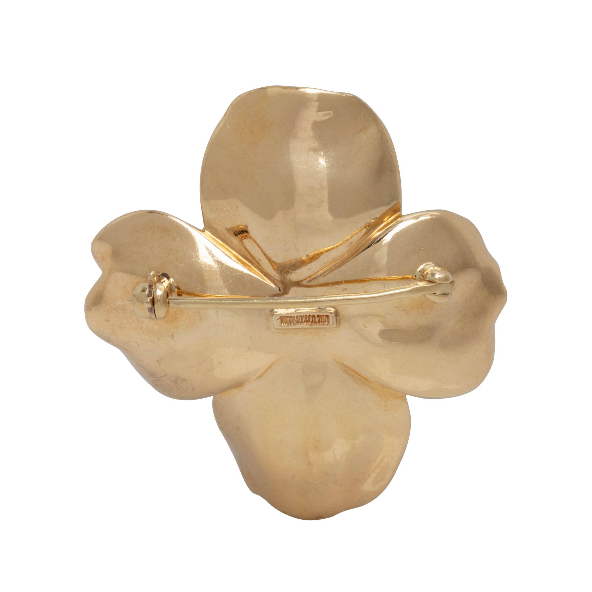 TIFFANY & CO., YELLOW GOLD AND DIAMOND 'DOGWOOD' BROOCH