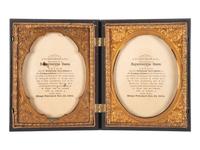 [EARLY PHOTOGRAPHY]. Double half plate Union case with geometric design.