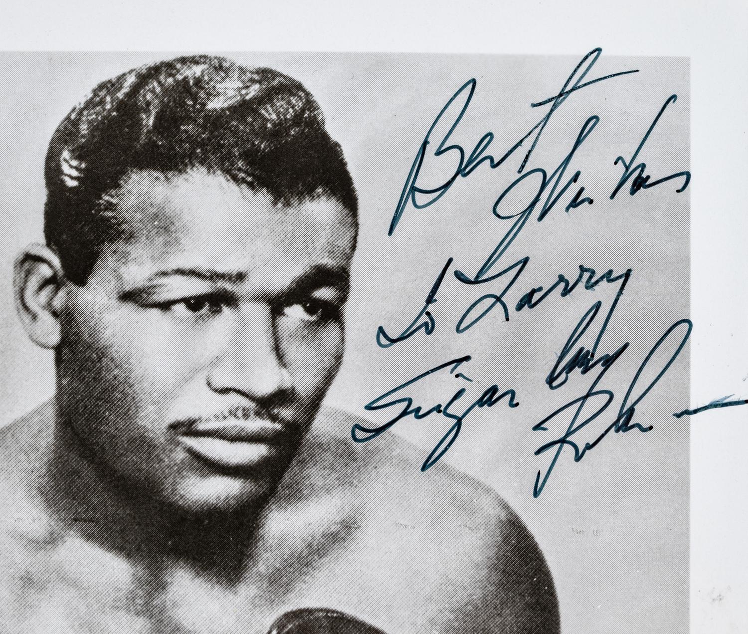 A Group of Two Boxing Champion Sugar Ray Robinson Signed Autograph Photographs,