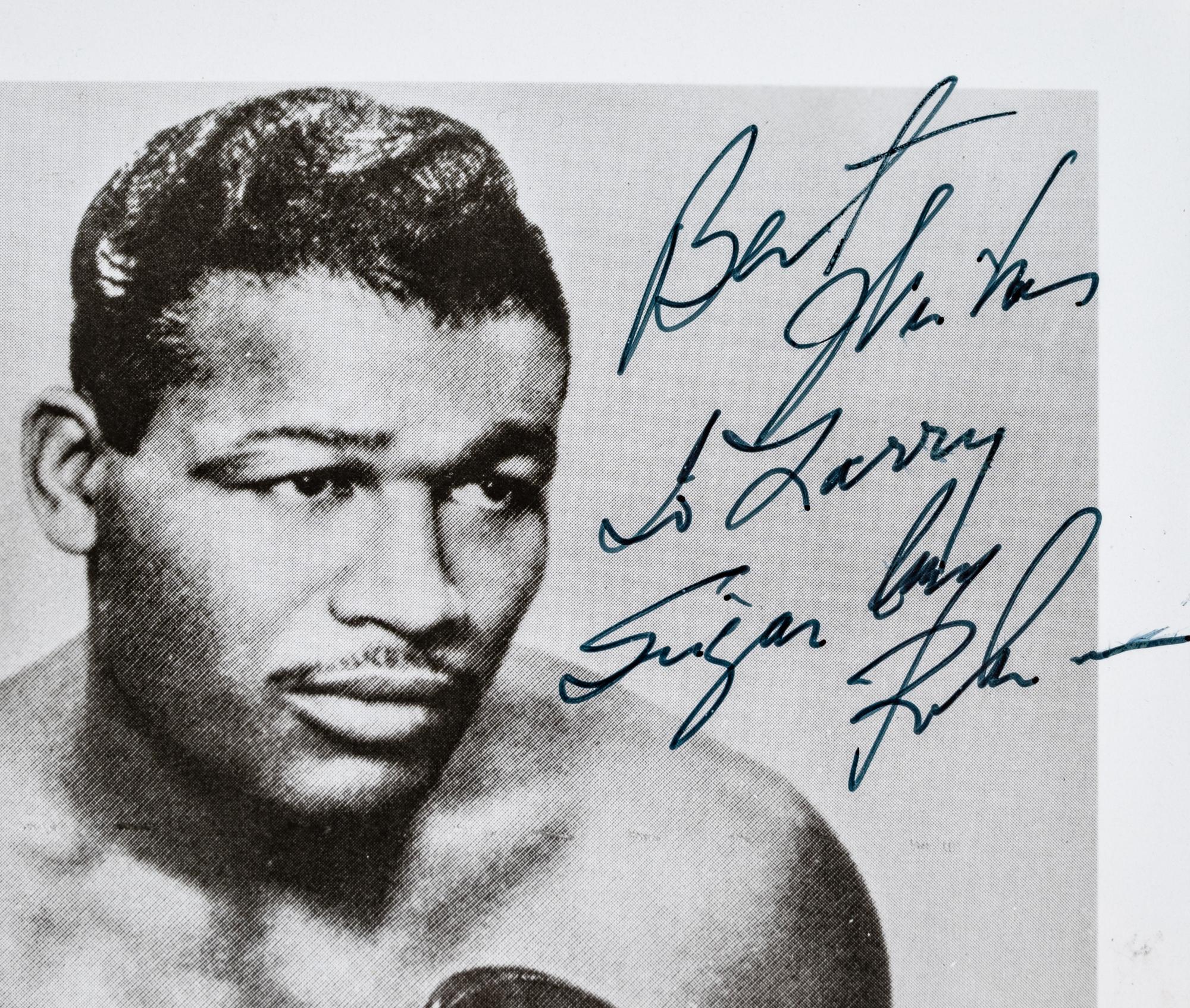 A Group of Two Boxing Champion Sugar Ray Robinson Signed Autograph Photographs,