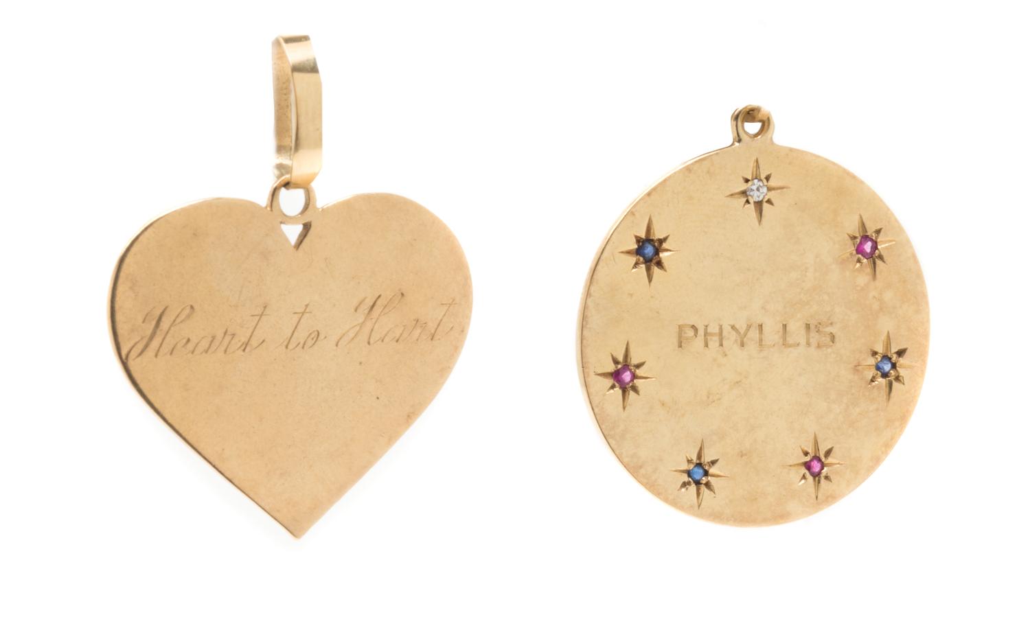A Collection of Yellow Gold Charm Pendants, 16.90 dwts.