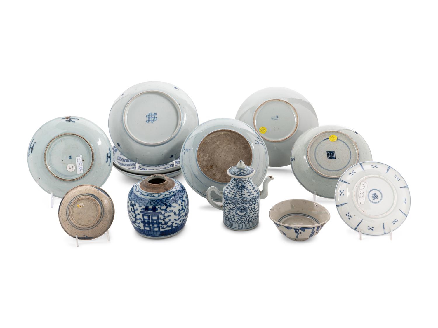 12 Chinese Blue and White Porcelain Wares