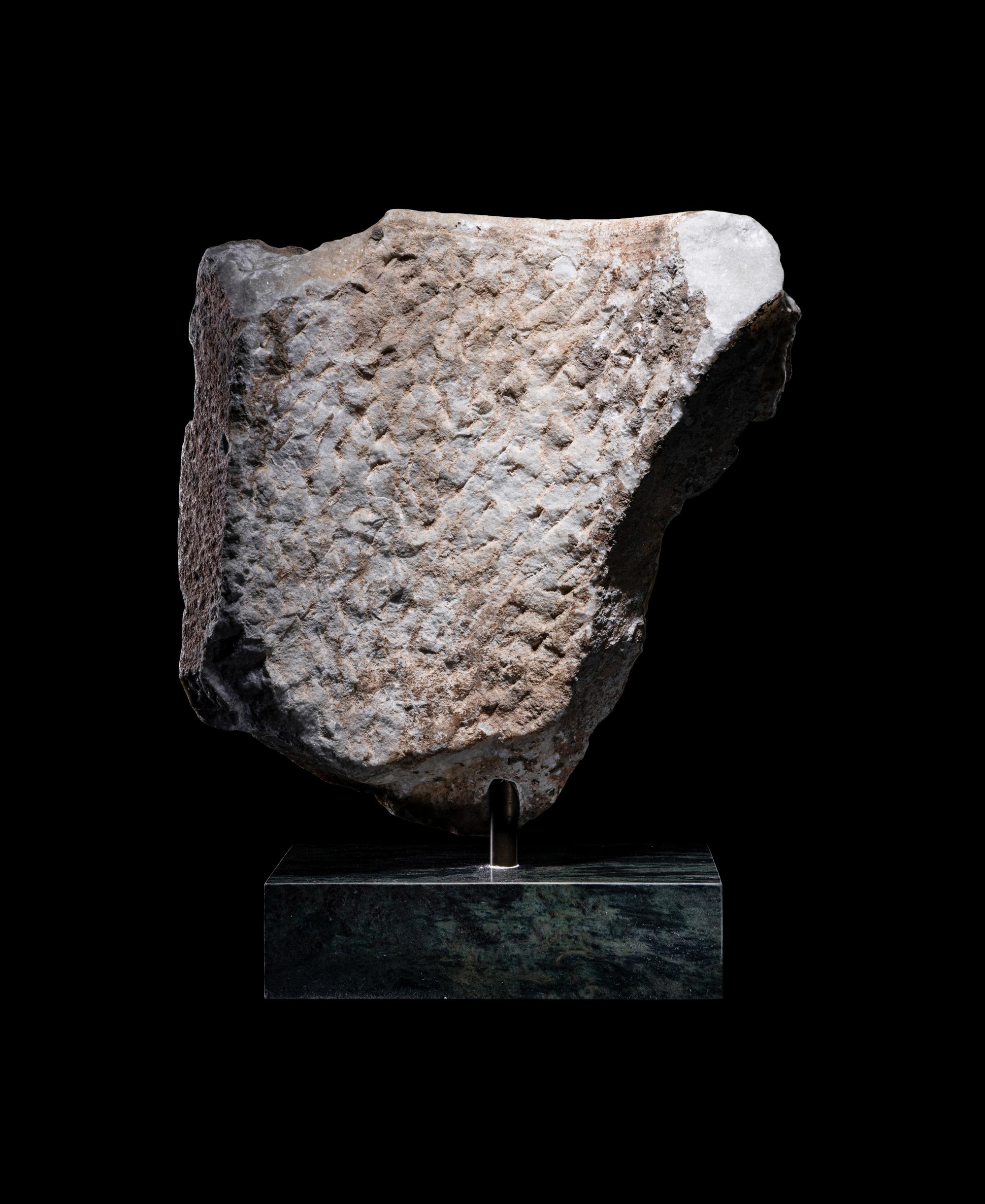 A Roman Marble Sarcophagus Fragment with a Lion