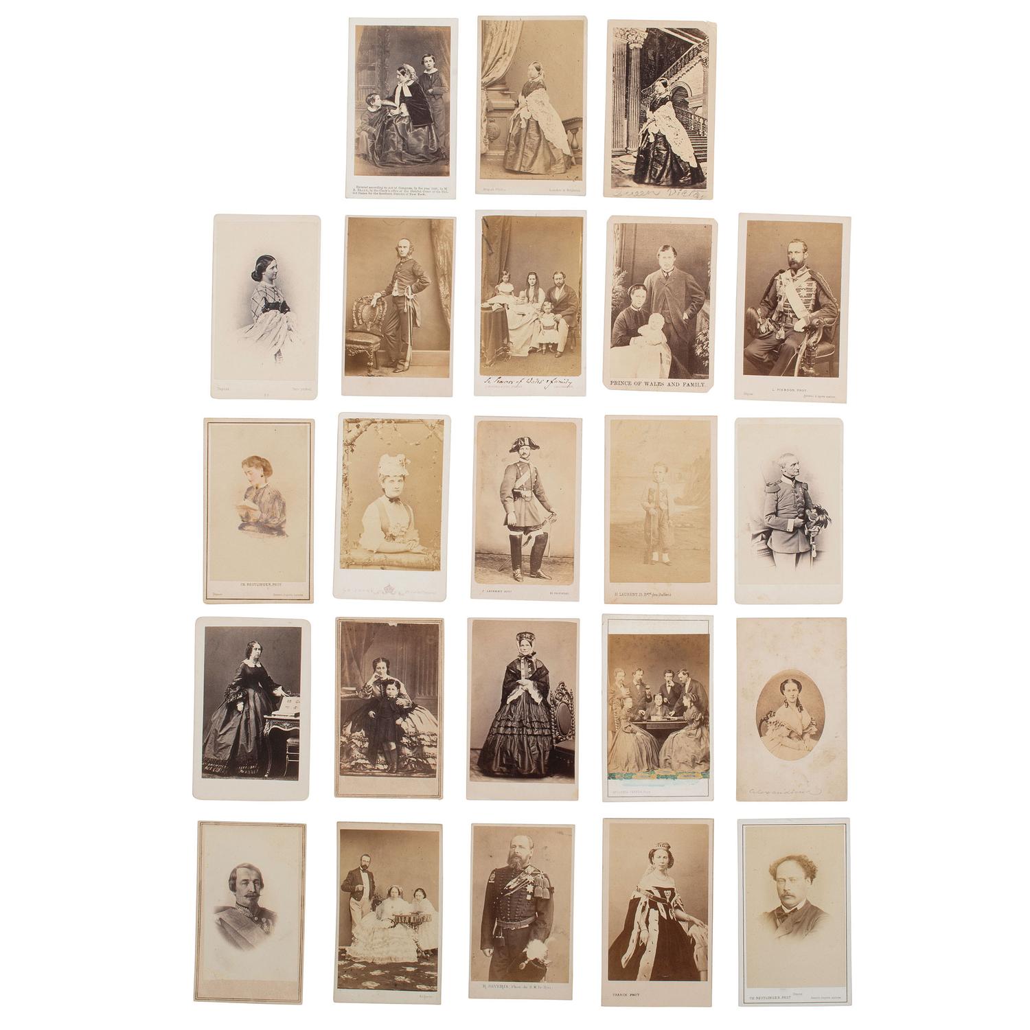 [Early Photography] Group of 190 Carte de Visites and Cabinet Cards of European Subjects, incl. Royalty.
