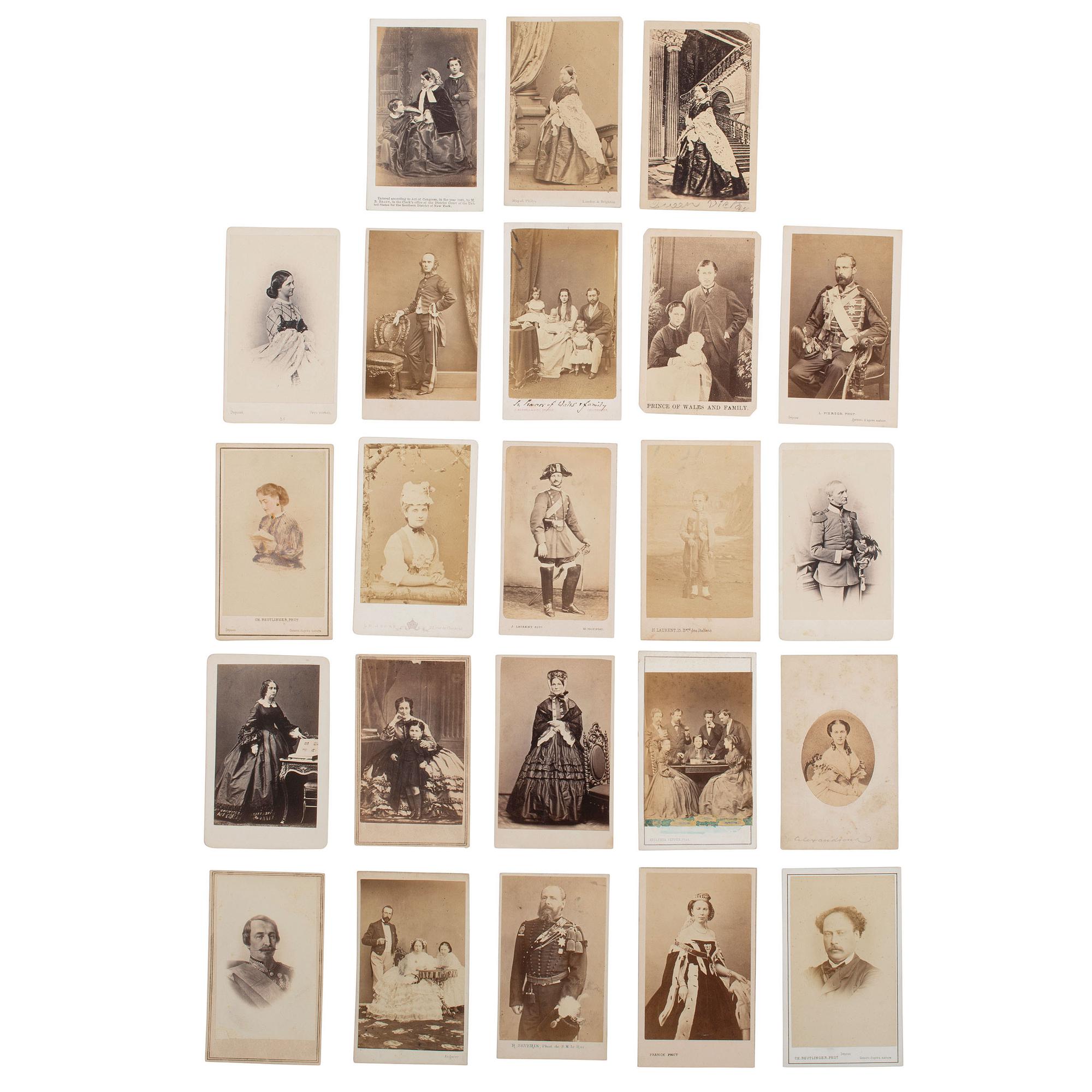 [Early Photography] Group of 190 Carte de Visites and Cabinet Cards of European Subjects, incl. Royalty.