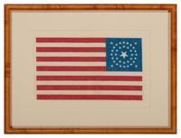 [FLAGS]. 37-star American parade flag with double-medallion configuration. Ca 1867-1876.