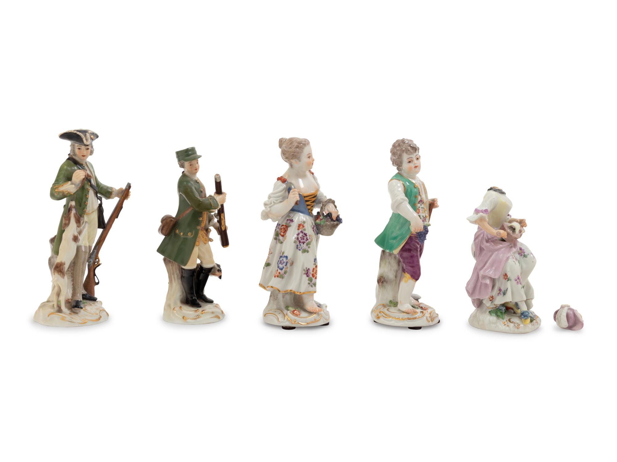 Five Meissen Porcelain Figures