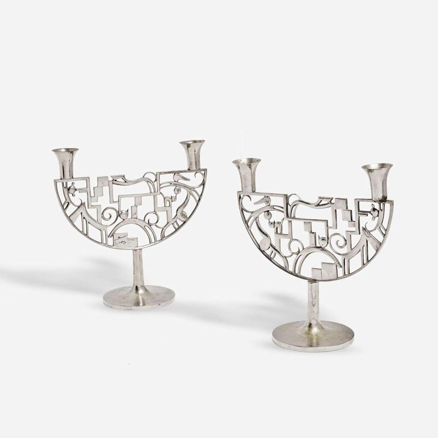 Karl Hagenauer (Austrian, 1898-1956) Pair of Candelabra, Werkstätte Hagenauer, Austria, circa 1925