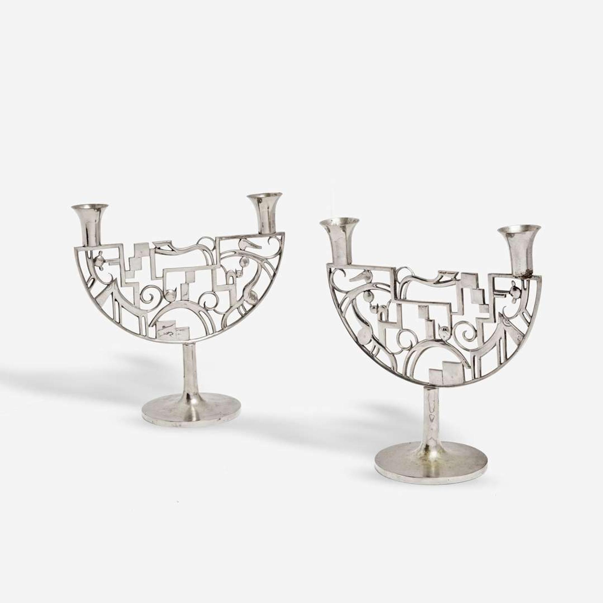 Karl Hagenauer (Austrian, 1898-1956) Pair of Candelabra, Werkstätte Hagenauer, Austria, circa 1925