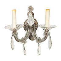 A Pair of Molded Glass Two-Light Sconces