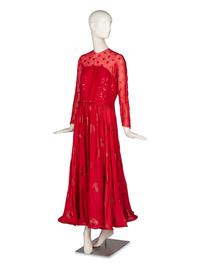 Geoffrey Beene Polka-Dot Chiffon Gown and Raphel Sanchez Evening Bag