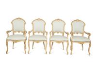 Six Ebanista Dauphine II Gilt Decorated Armchairs together with a Pair of Dauphine I Side Chairs — 21st century