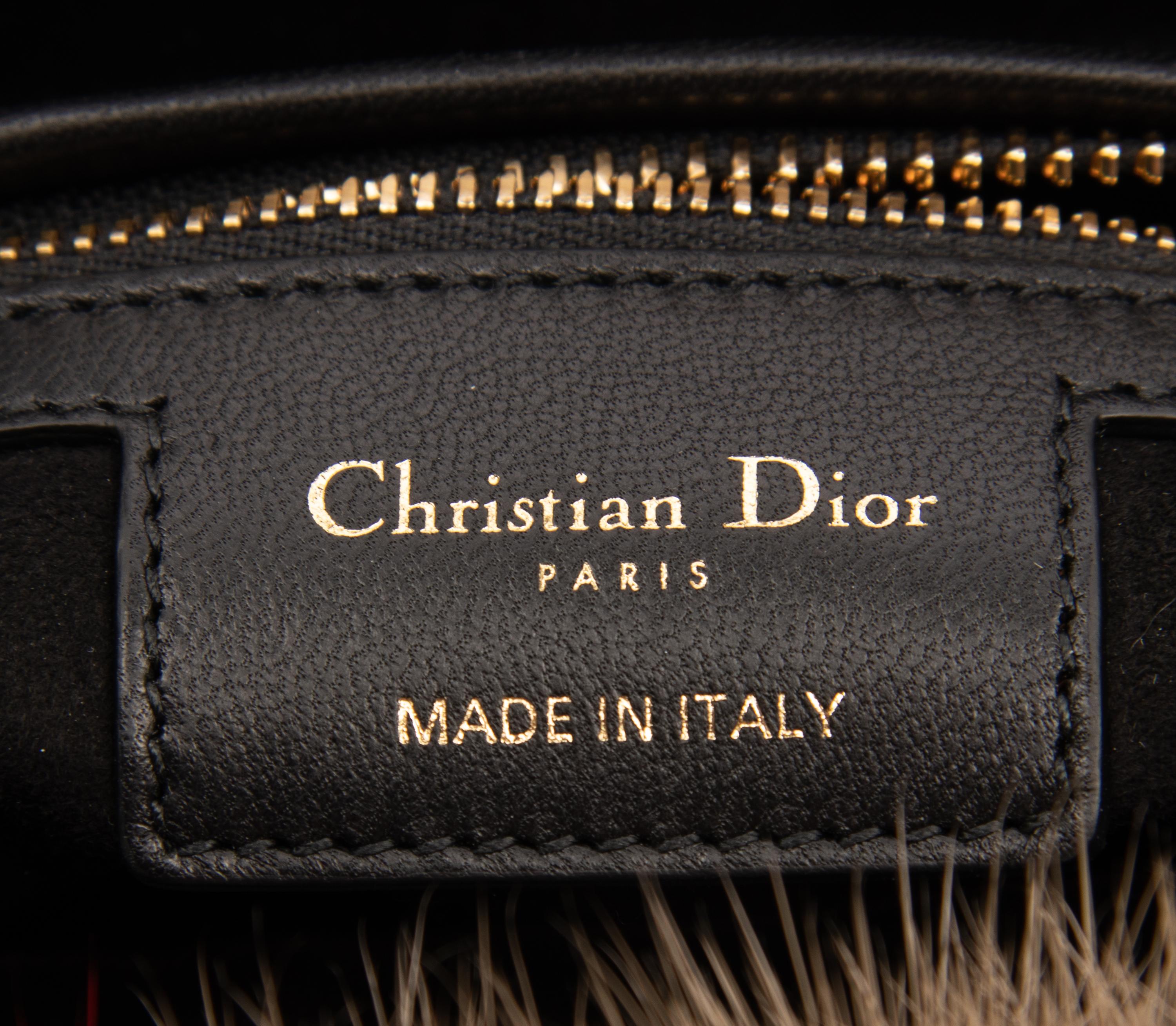 Christian Dior Red and Brown Mink Small Lady Dior Bag, 2018
