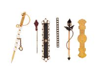 A Collection of Silver and Gold Fill Antique Bar Brooches,