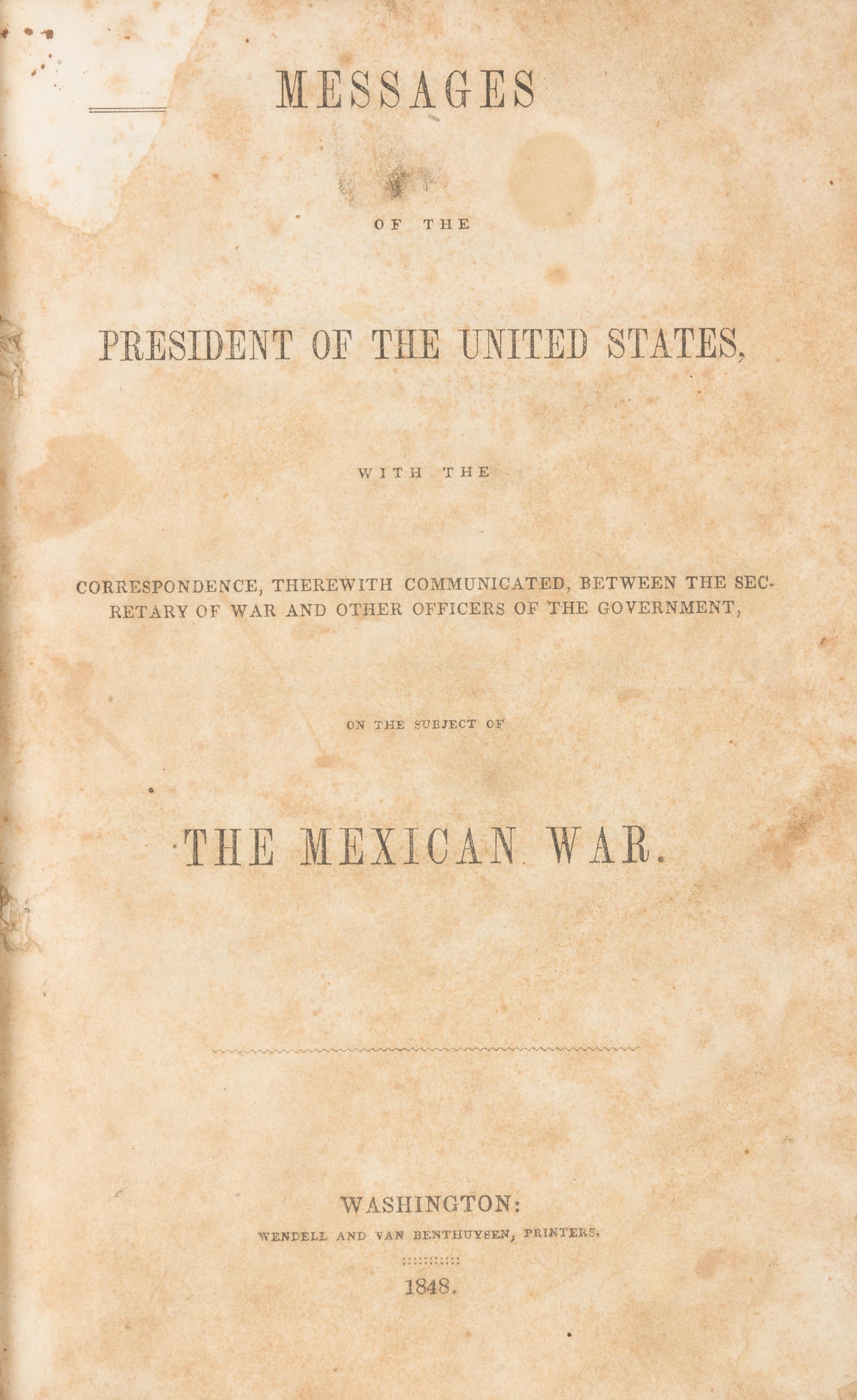 [MEXICAN-AMERICAN WAR] -- POLK, James K. (1795-1849)