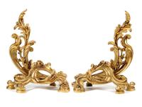 A Pair of Louis XV Style Gilt Bronze Chenets